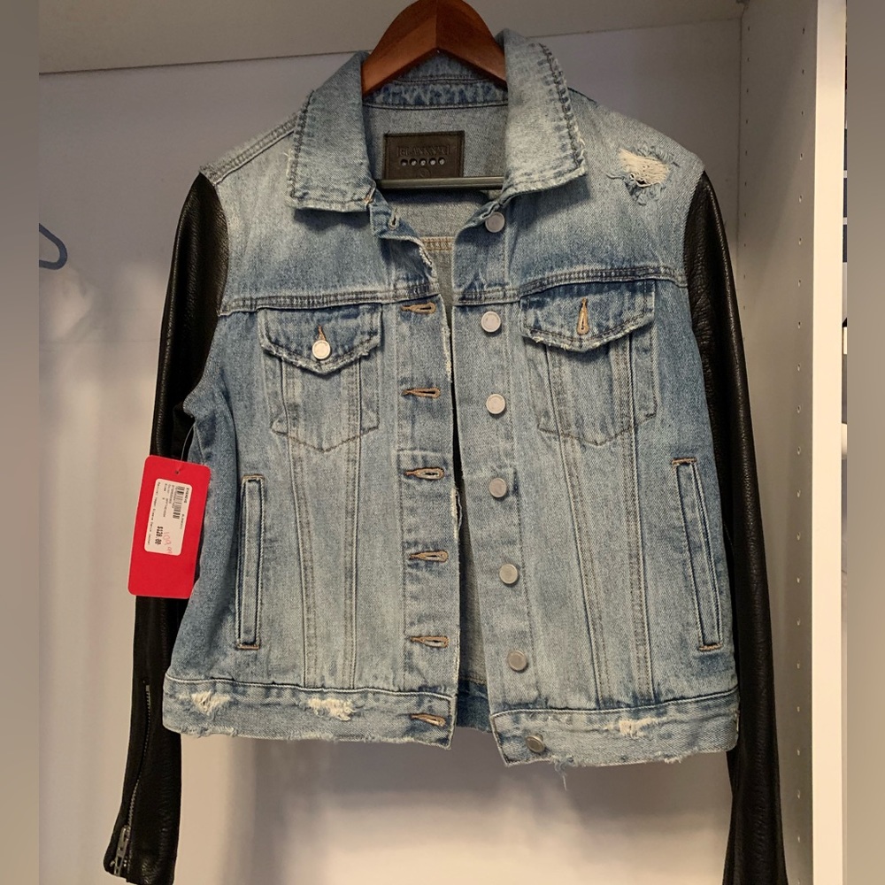 BlankNYC Jean Jacket w Leather Arms NEW